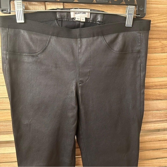 Helmut Lang Lambskin Black Leather Leggings Size 6 - Picture 3 of 9